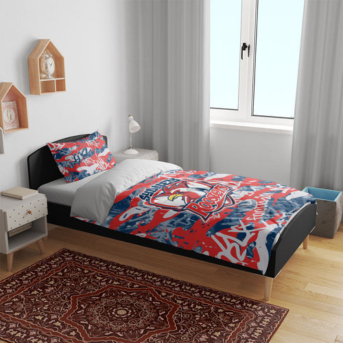 Sydney Roosters Rugby Bedding Set Graffiti Typography Urban Camo Abstract Street Style