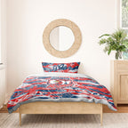 Sydney Roosters Rugby Bedding Set Graffiti Typography Urban Camo Abstract Street Style