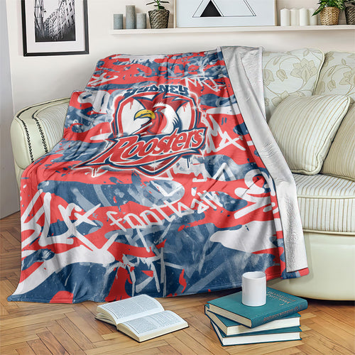 Sydney Roosters Rugby Blanket Graffiti Typography Urban Camo Abstract Street Style
