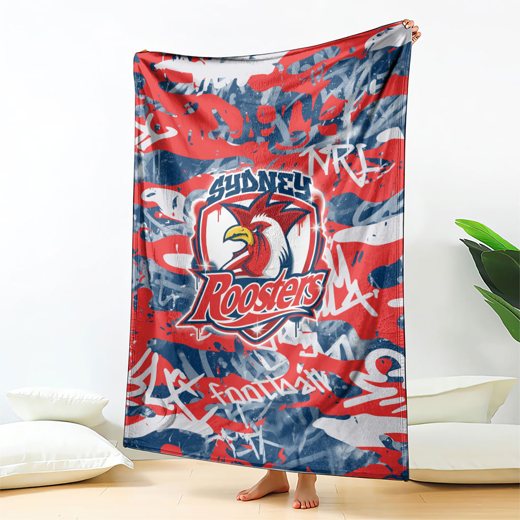 Sydney Roosters Rugby Blanket Graffiti Typography Urban Camo Abstract Street Style