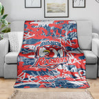 Sydney Roosters Rugby Blanket Graffiti Typography Urban Camo Abstract Street Style