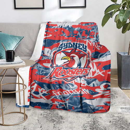 Sydney Roosters Rugby Blanket Graffiti Typography Urban Camo Abstract Street Style