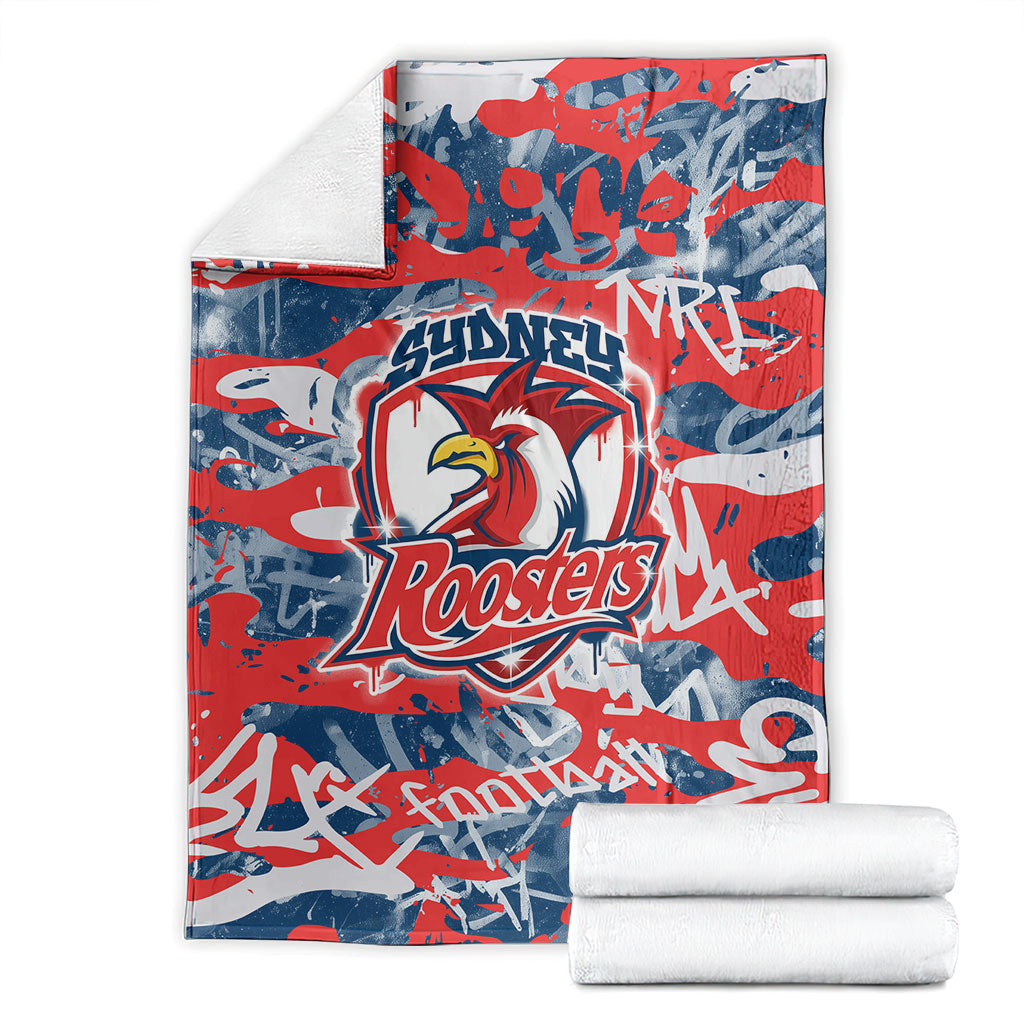 Sydney Roosters Rugby Blanket Graffiti Typography Urban Camo Abstract Street Style