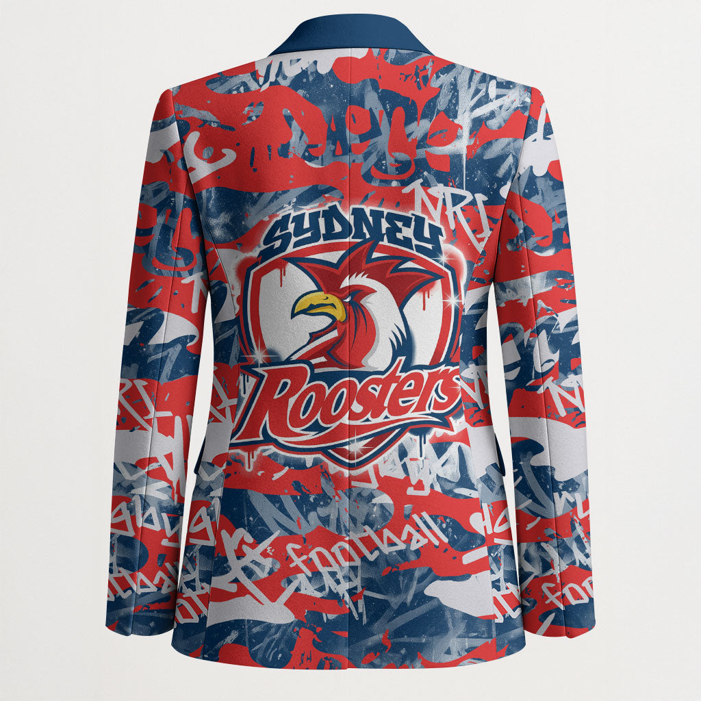 Sydney Roosters Rugby Blazer Graffiti Typography Urban Camo Abstract Street Style