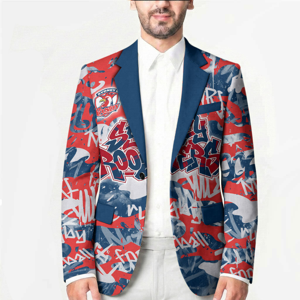 Sydney Roosters Rugby Blazer Graffiti Typography Urban Camo Abstract Street Style