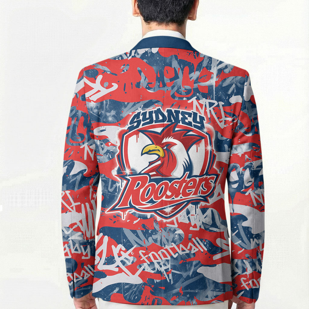Sydney Roosters Rugby Blazer Graffiti Typography Urban Camo Abstract Street Style