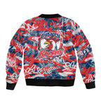 Sydney Roosters Rugby Bomber Jacket Graffiti Typography Urban Camo Abstract Street Style