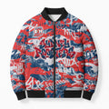 Sydney Roosters Rugby Bomber Puffer Jacket Graffiti Typography Urban Camo Abstract Street Style