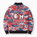 Sydney Roosters Rugby Bomber Puffer Jacket Graffiti Typography Urban Camo Abstract Street Style