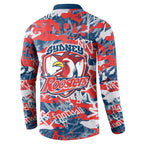 Sydney Roosters Rugby Button Sweatshirt Graffiti Typography Urban Camo Abstract Street Style