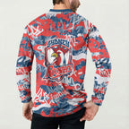 Sydney Roosters Rugby Button Sweatshirt Graffiti Typography Urban Camo Abstract Street Style