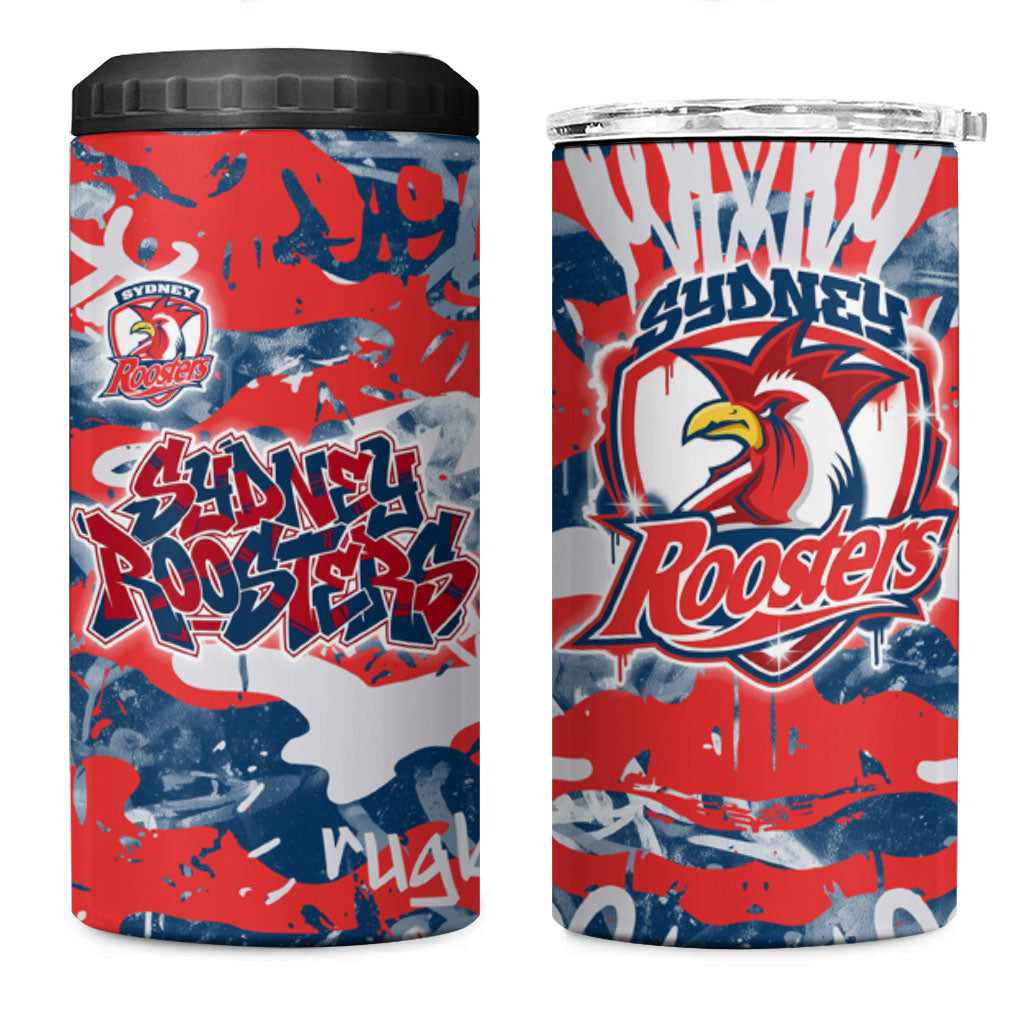 Sydney Roosters Rugby 4 in 1 Can Cooler Tumbler Graffiti Typography Urban Camo Abstract Street Style