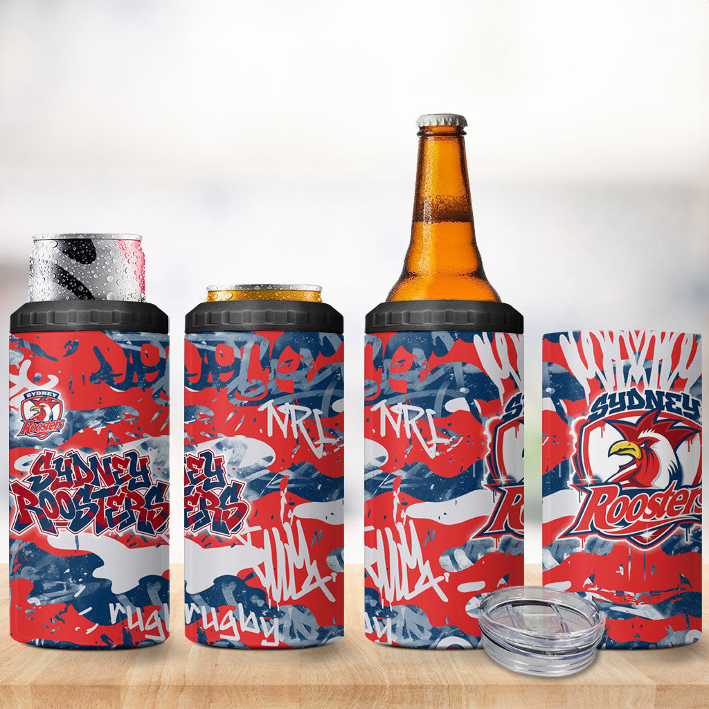 Sydney Roosters Rugby 4 in 1 Can Cooler Tumbler Graffiti Typography Urban Camo Abstract Street Style