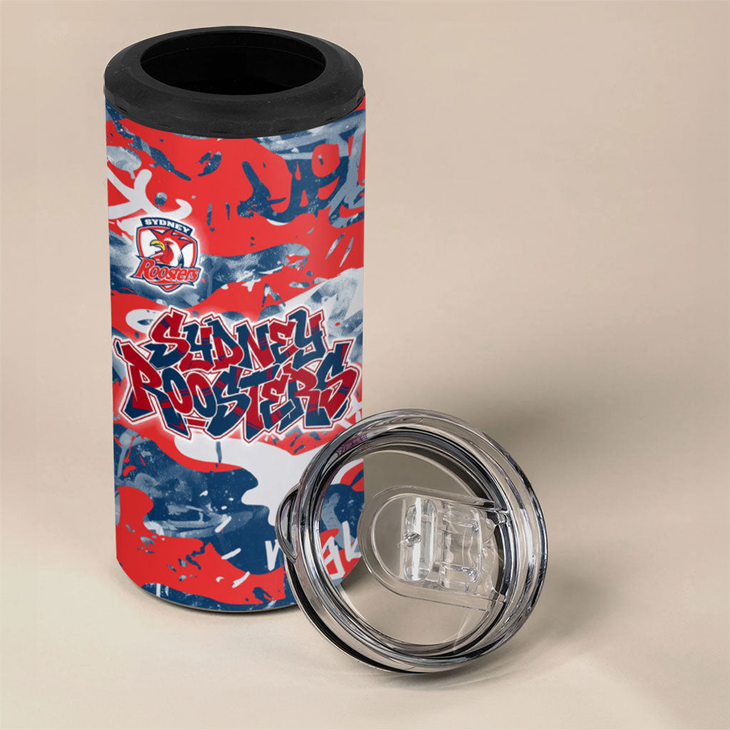 Sydney Roosters Rugby 4 in 1 Can Cooler Tumbler Graffiti Typography Urban Camo Abstract Street Style