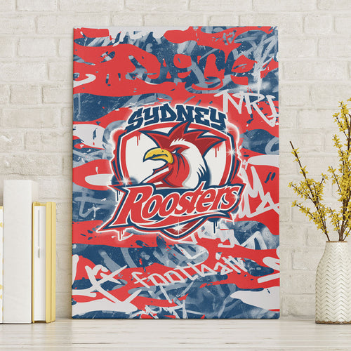 Sydney Roosters Rugby Canvas Wall Art Graffiti Typography Urban Camo Abstract Street Style