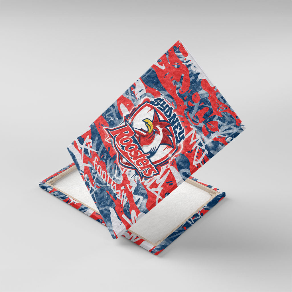 Sydney Roosters Rugby Canvas Wall Art Graffiti Typography Urban Camo Abstract Street Style