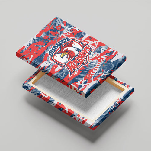 Sydney Roosters Rugby Canvas Wall Art Graffiti Typography Urban Camo Abstract Street Style