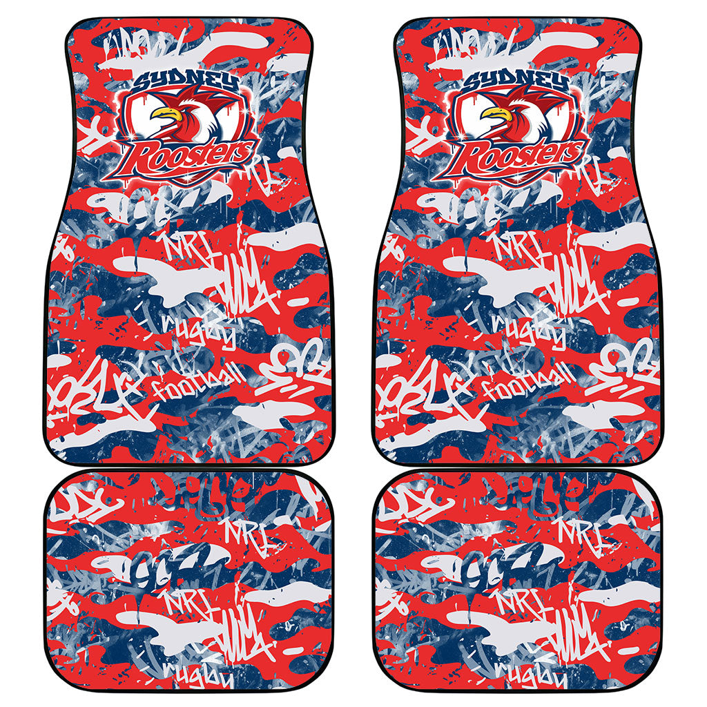 Sydney Roosters Rugby Car Mats Graffiti Typography Urban Camo Abstract Street Style