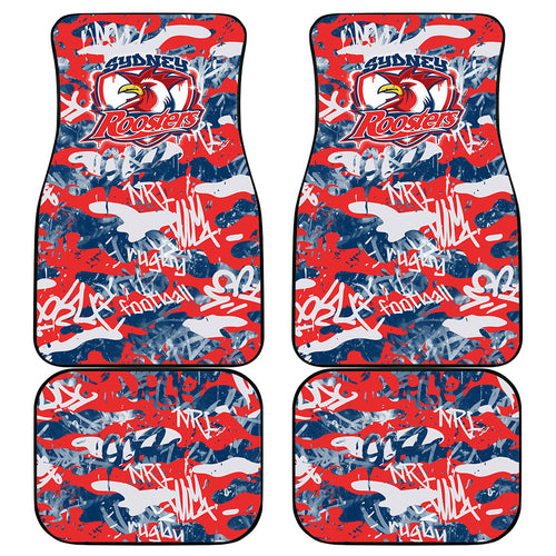 Sydney Roosters Rugby Car Mats Graffiti Typography Urban Camo Abstract Street Style