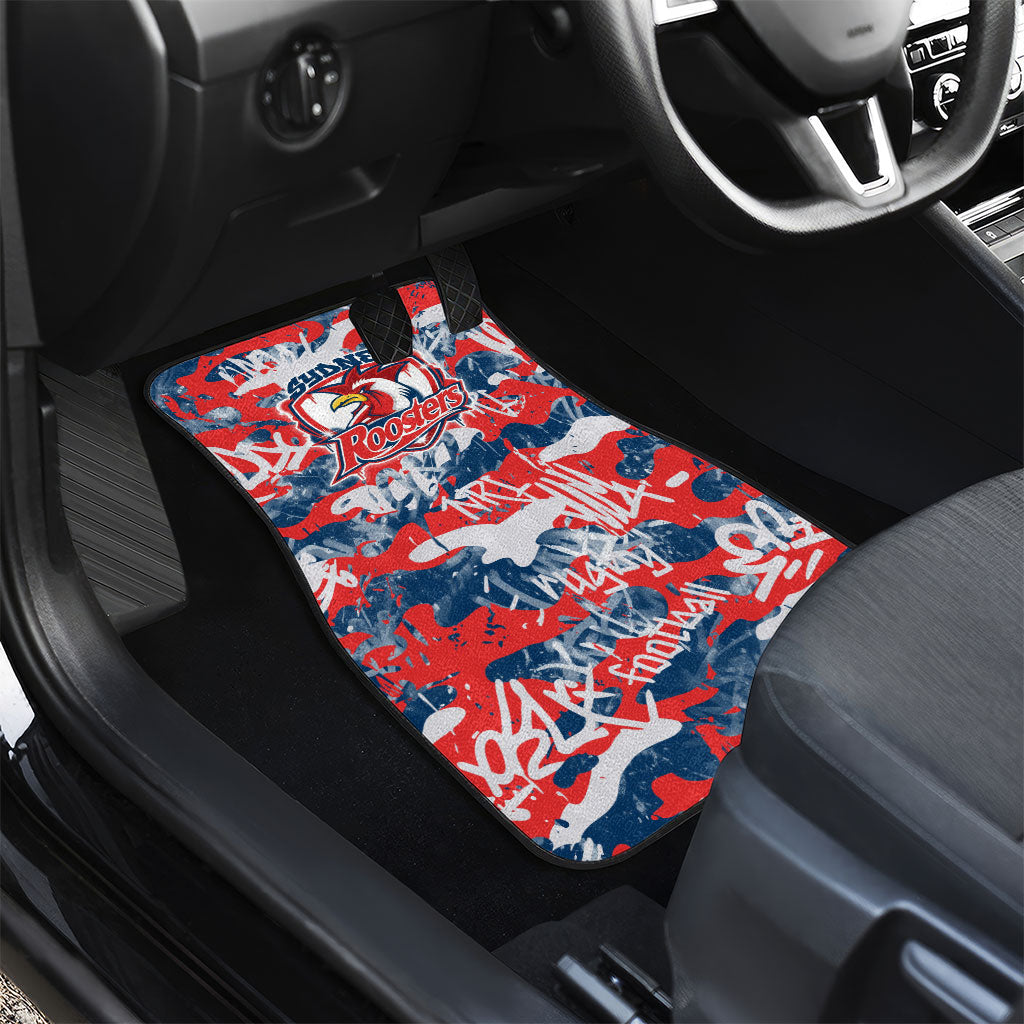Sydney Roosters Rugby Car Mats Graffiti Typography Urban Camo Abstract Street Style