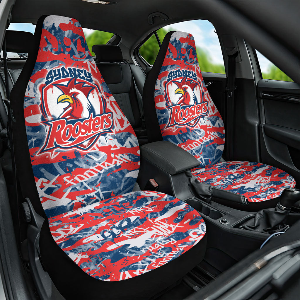 Sydney Roosters Rugby Car Seat Cover Graffiti Typography Urban Camo Abstract Street Style