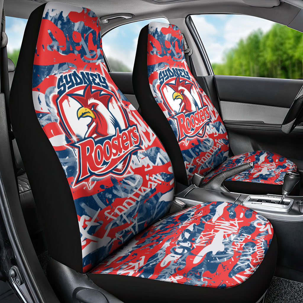 Sydney Roosters Rugby Car Seat Cover Graffiti Typography Urban Camo Abstract Street Style