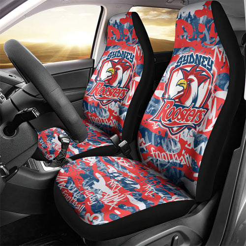 Sydney Roosters Rugby Car Seat Cover Graffiti Typography Urban Camo Abstract Street Style