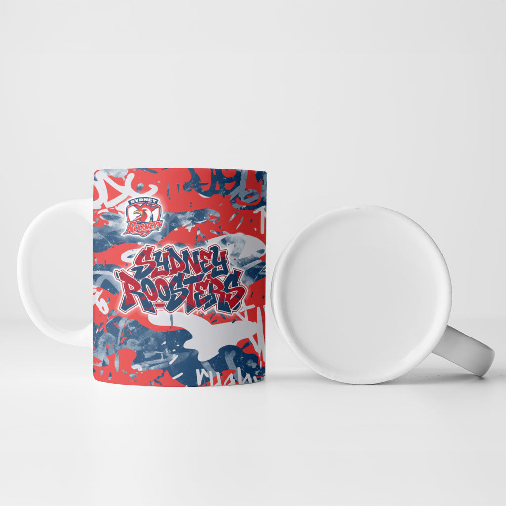 Sydney Roosters Rugby Ceramic Mug Graffiti Typography Urban Camo Abstract Street Style