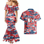 Sydney Roosters Rugby Couples Matching Mermaid Dress and Hawaiian Shirt Graffiti Typography Urban Camo Abstract Street Style
