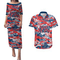 Sydney Roosters Rugby Couples Matching Puletasi and Hawaiian Shirt Graffiti Typography Urban Camo Abstract Street Style