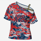 Sydney Roosters Rugby Cross Shoulder Shirt Graffiti Typography Urban Camo Abstract Street Style