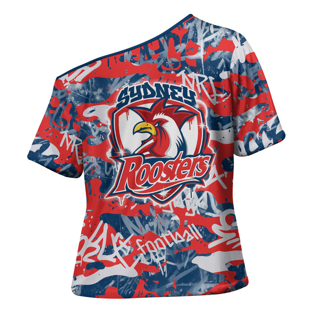 Sydney Roosters Rugby Cross Shoulder Shirt Graffiti Typography Urban Camo Abstract Street Style