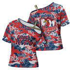Sydney Roosters Rugby Cross Shoulder Shirt Graffiti Typography Urban Camo Abstract Street Style
