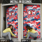 Sydney Roosters Rugby Door Cover Graffiti Typography Urban Camo Abstract Street Style