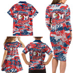 Sydney Roosters Rugby Family Matching Long Sleeve Bodycon Dress and Hawaiian Shirt Graffiti Typography Urban Camo Abstract Street Style