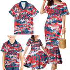Sydney Roosters Rugby Family Matching Mermaid Dress and Hawaiian Shirt Graffiti Typography Urban Camo Abstract Street Style
