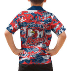 Sydney Roosters Rugby Family Matching Mermaid Dress and Hawaiian Shirt Graffiti Typography Urban Camo Abstract Street Style
