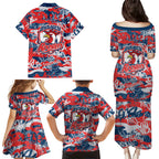 Sydney Roosters Rugby Family Matching Puletasi and Hawaiian Shirt Graffiti Typography Urban Camo Abstract Street Style