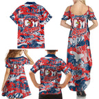 Sydney Roosters Rugby Family Matching Summer Maxi Dress and Hawaiian Shirt Graffiti Typography Urban Camo Abstract Street Style