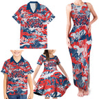 Sydney Roosters Rugby Family Matching Tank Maxi Dress and Hawaiian Shirt Graffiti Typography Urban Camo Abstract Street Style