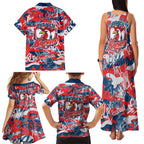 Sydney Roosters Rugby Family Matching Tank Maxi Dress and Hawaiian Shirt Graffiti Typography Urban Camo Abstract Street Style