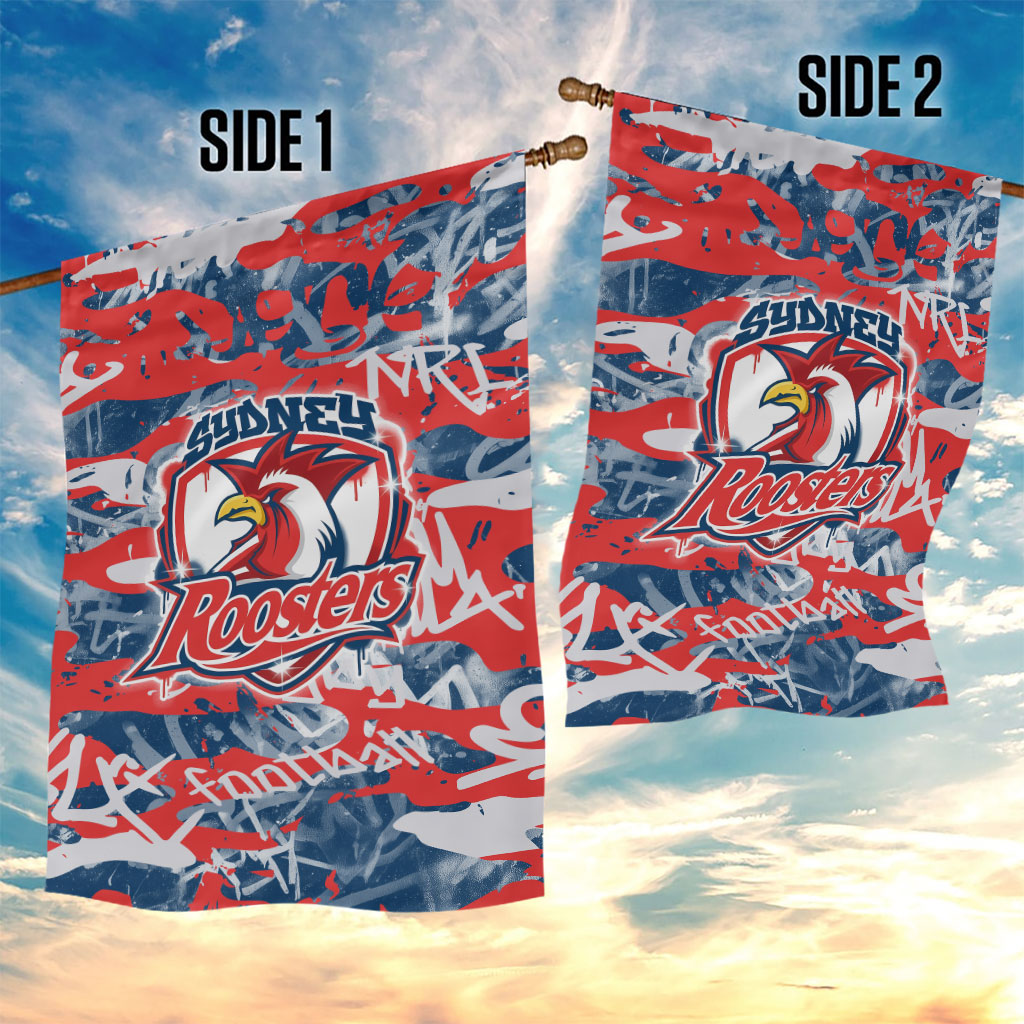 Sydney Roosters Rugby Garden Flag Graffiti Typography Urban Camo Abstract Street Style