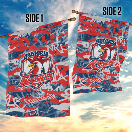 Sydney Roosters Rugby Garden Flag Graffiti Typography Urban Camo Abstract Street Style