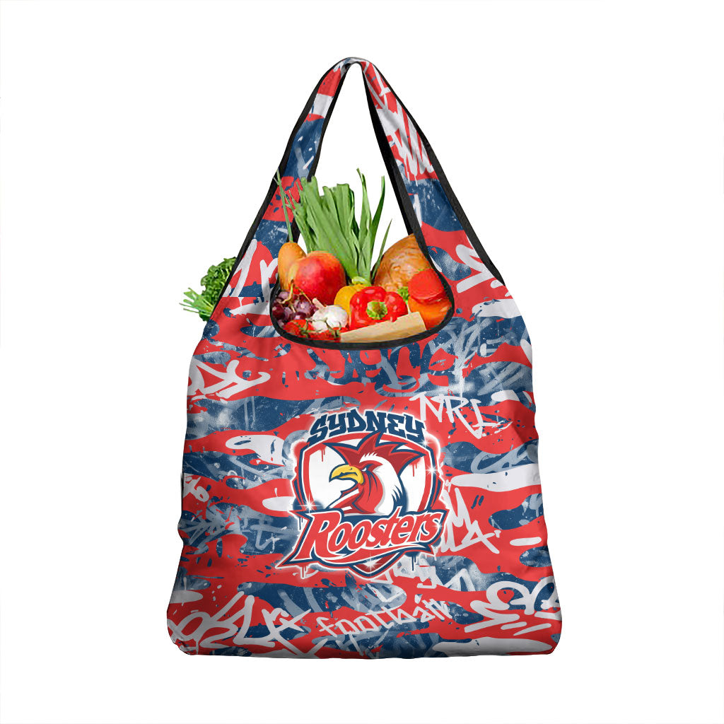 Sydney Roosters Rugby Grocery Bag Graffiti Typography Urban Camo Abstract Street Style