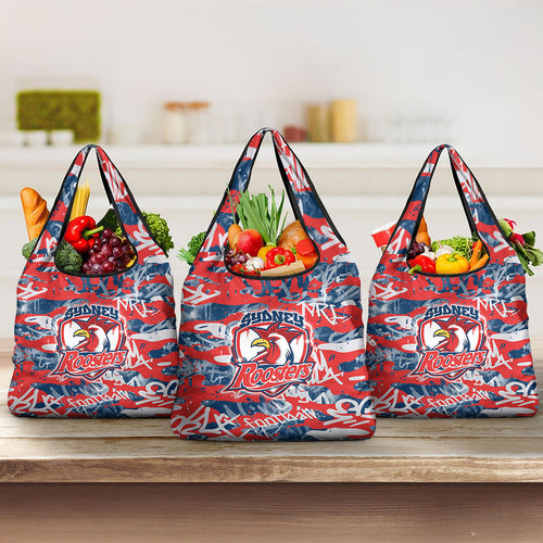 Sydney Roosters Rugby Grocery Bag Graffiti Typography Urban Camo Abstract Street Style