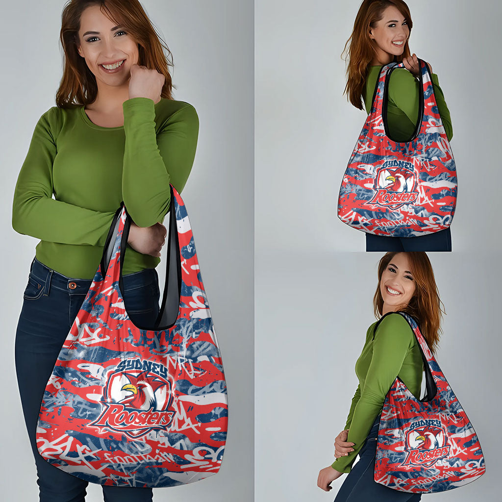 Sydney Roosters Rugby Grocery Bag Graffiti Typography Urban Camo Abstract Street Style