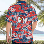 Sydney Roosters Rugby Hawaiian Shirt Graffiti Typography Urban Camo Abstract Street Style