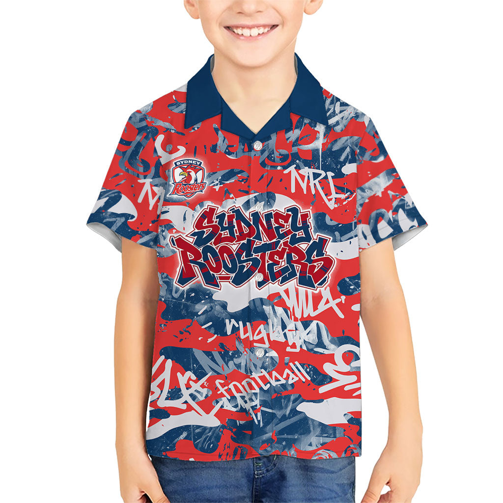 Sydney Roosters Rugby Hawaiian Shirt Graffiti Typography Urban Camo Abstract Street Style