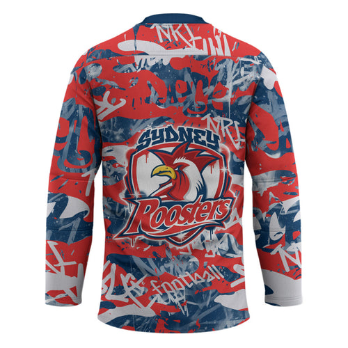 Sydney Roosters Rugby Hockey Jersey Graffiti Typography Urban Camo Abstract Street Style