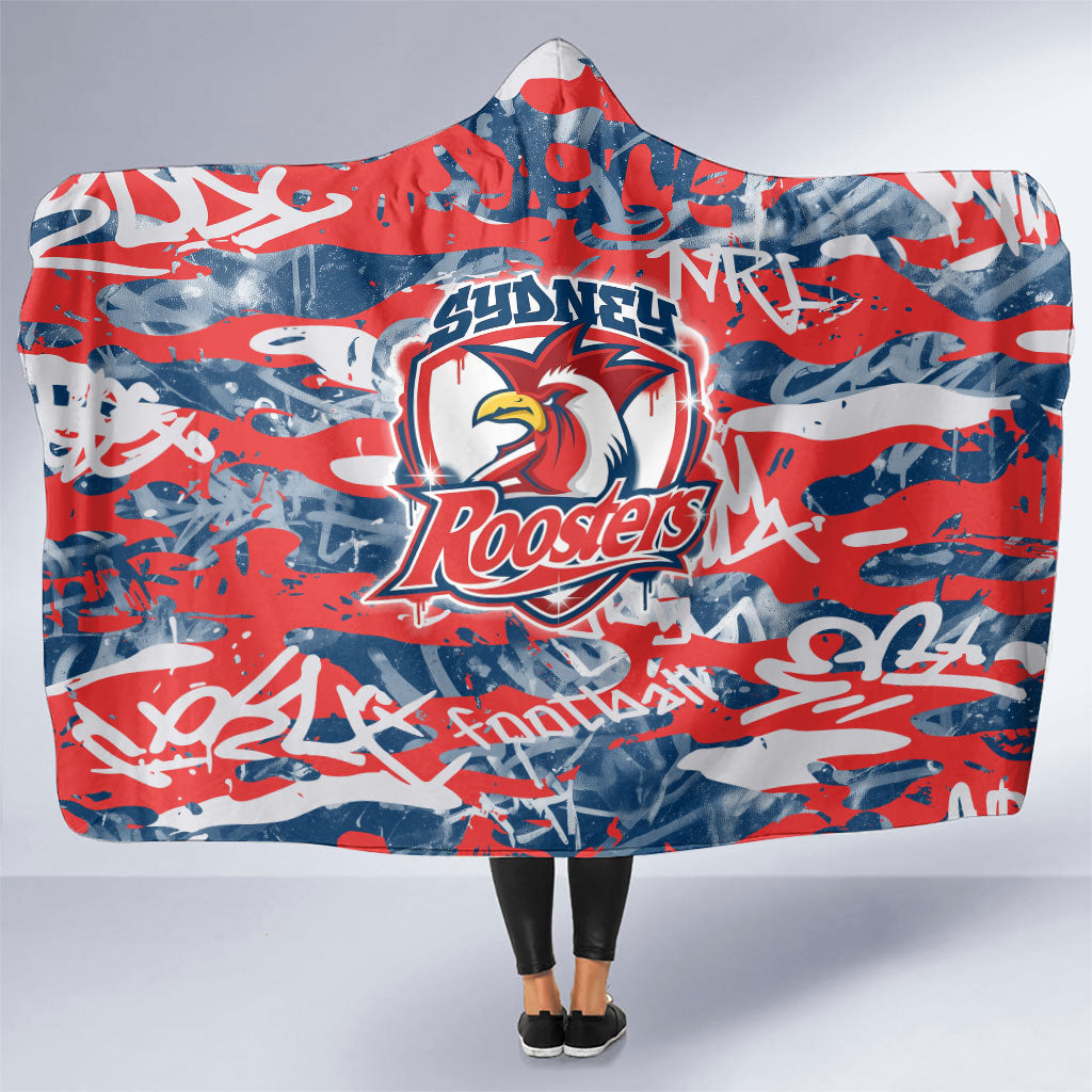 Sydney Roosters Rugby Hooded Blanket Graffiti Typography Urban Camo Abstract Street Style